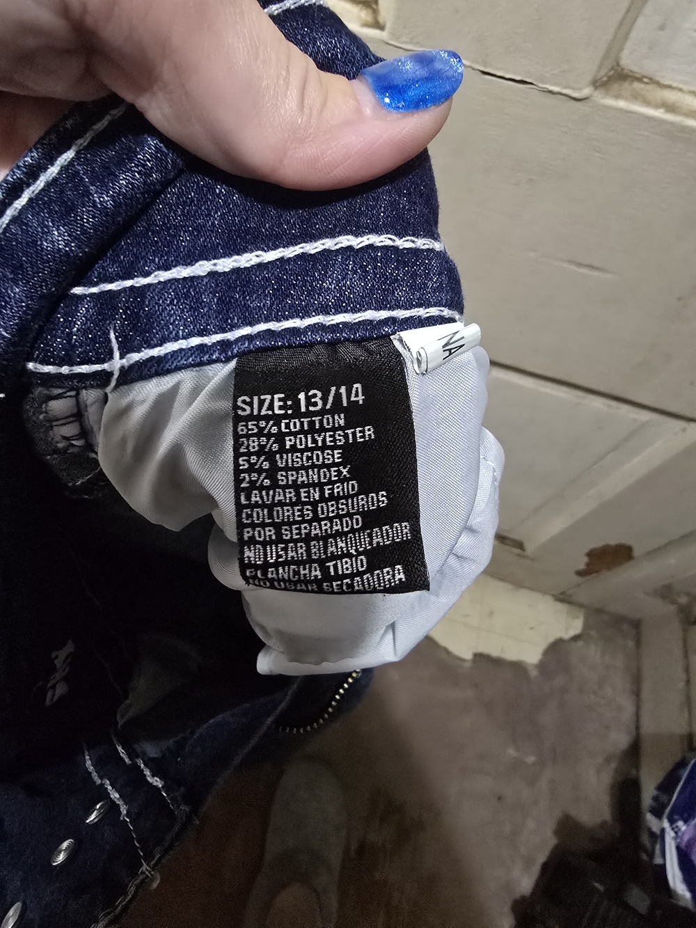 Sky Dark Blue Flare Jeans with Distressed Pocket Detail - Picture 4 of 4